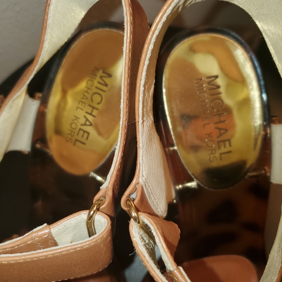 Michael Kors Marble Leather Heels Sandals 7 - Picture 10 of 16